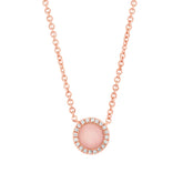0.04ct Diamond & 0.28ct Pink Opal 14k Rose Gold Necklace